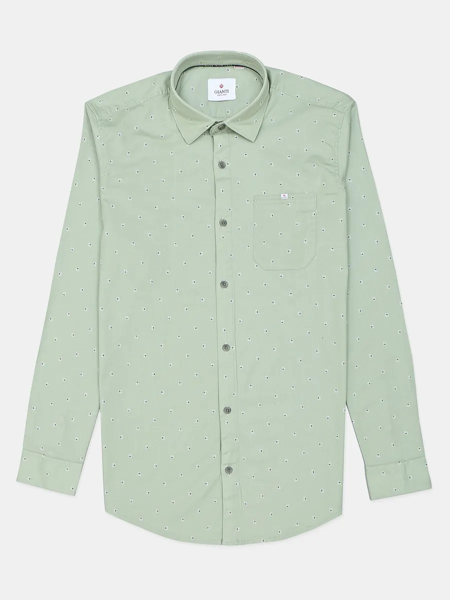 Gianti pista green printed cotton casual shirt