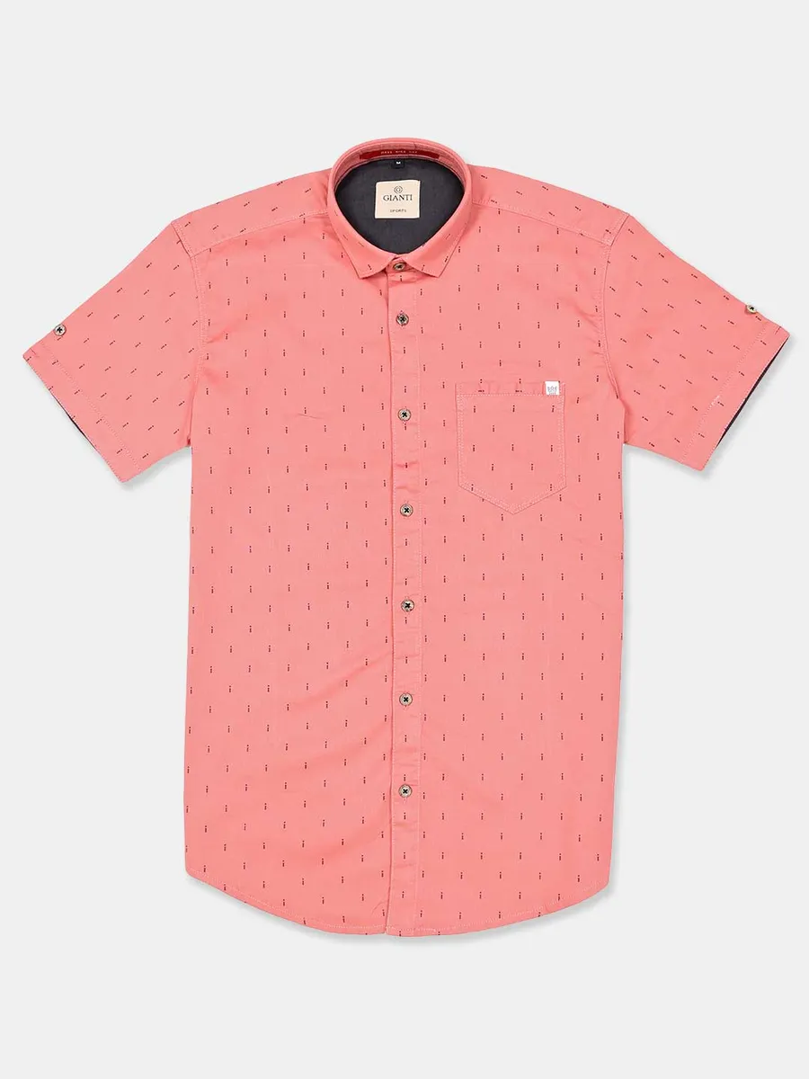 Gianti printed peach slim collar casual shirt