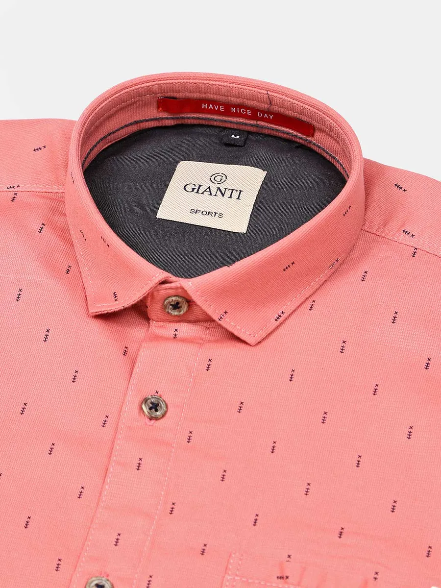 Gianti printed peach slim collar casual shirt