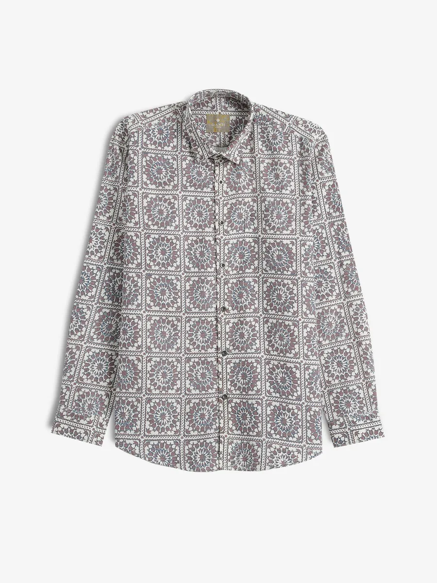 GIANTI printed white and brown casual shirt