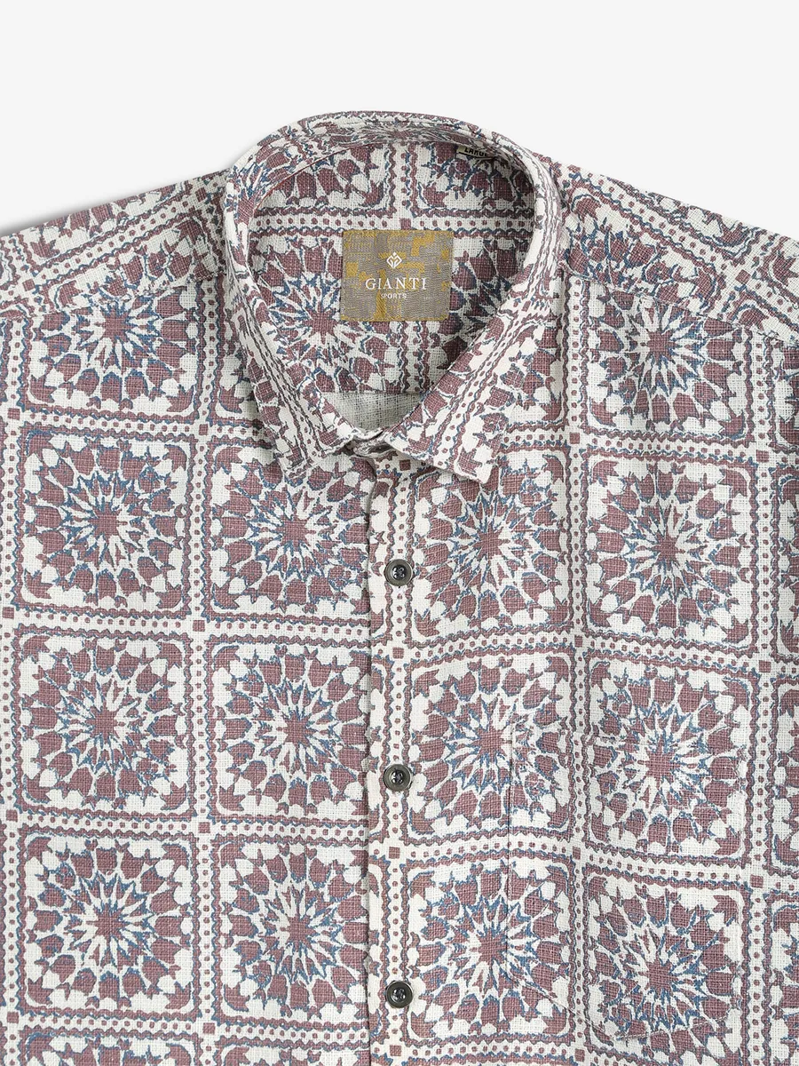 GIANTI printed white and brown casual shirt