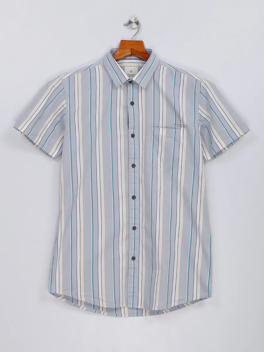 Gianti stripe light grey cotton shirt