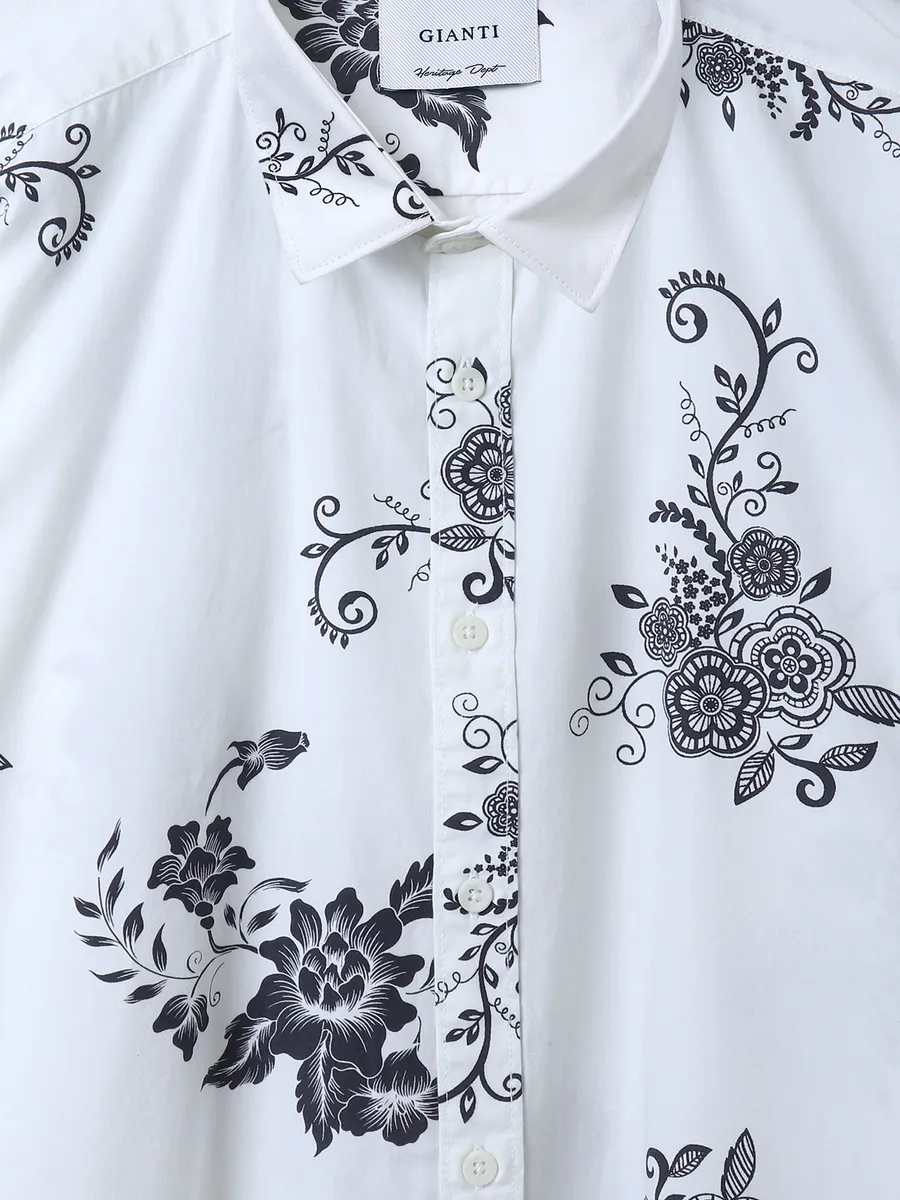 GIANTI white floral printed shirt-G3-MCS13558 | United States