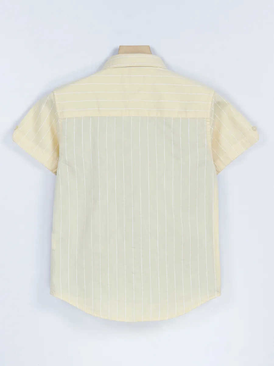 Gini & Jony light yellow cotton stripe shirt