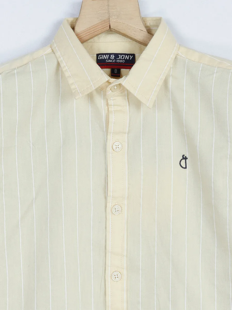 Gini & Jony light yellow cotton stripe shirt