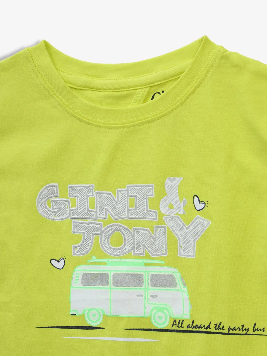 GINI & JONY neon green printed top