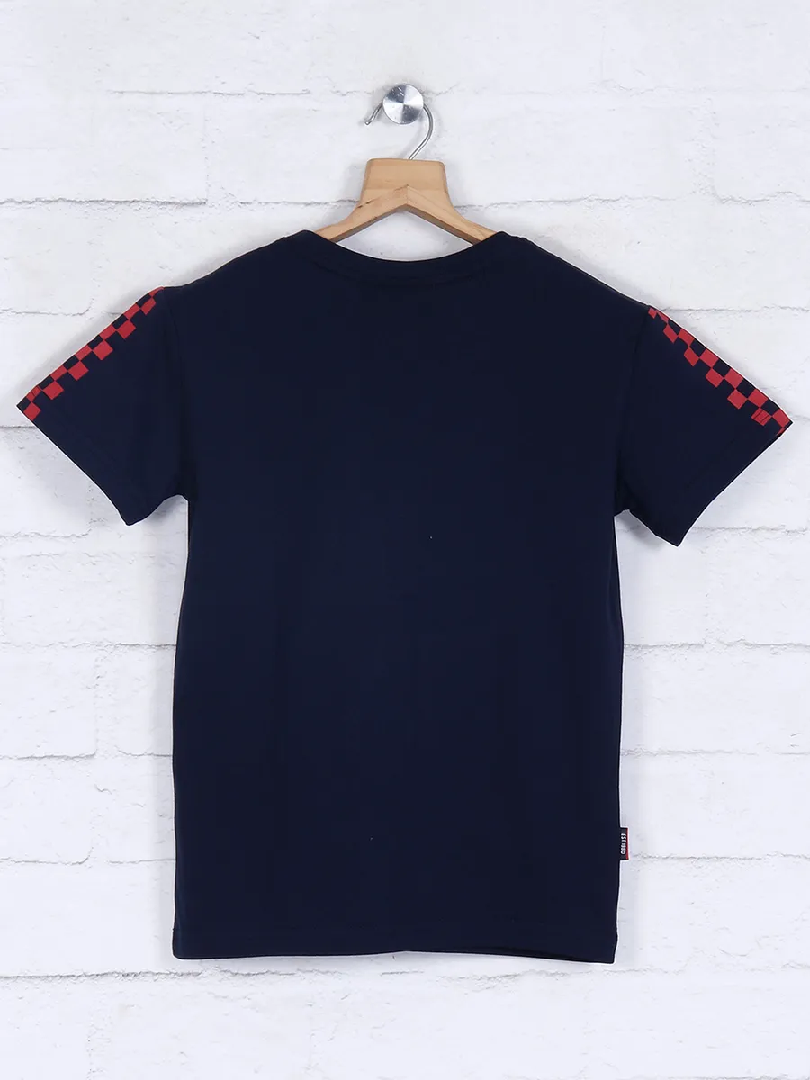 Gini and Jony strong navy printed t-shirt
