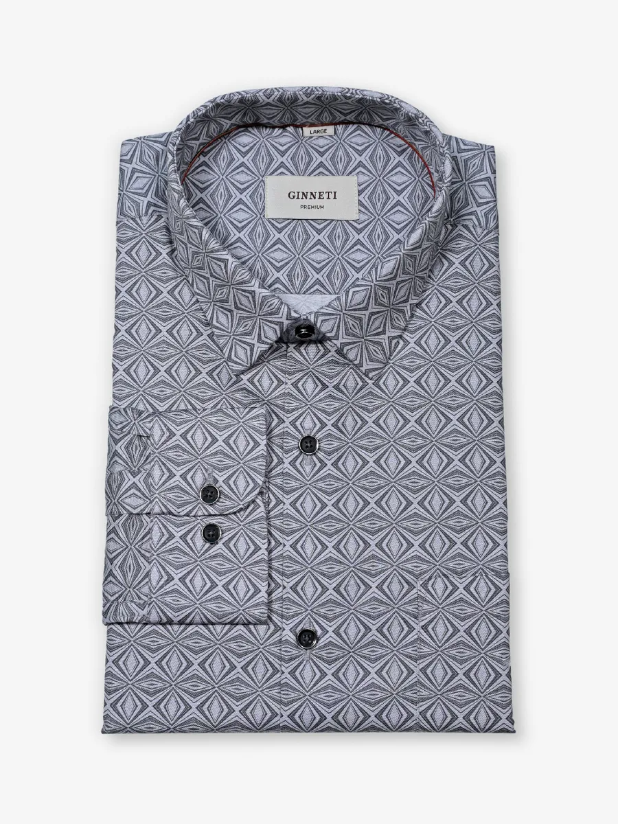 GINNETI grey printed cotton shirt in silk