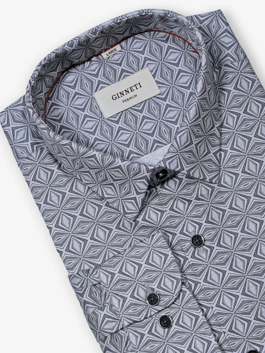 GINNETI grey printed cotton shirt in silk