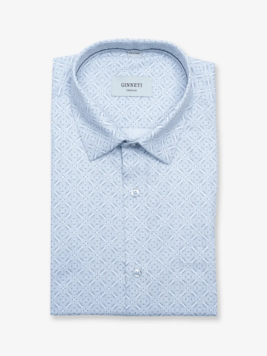 Ginneti light grey cotton printed shirt