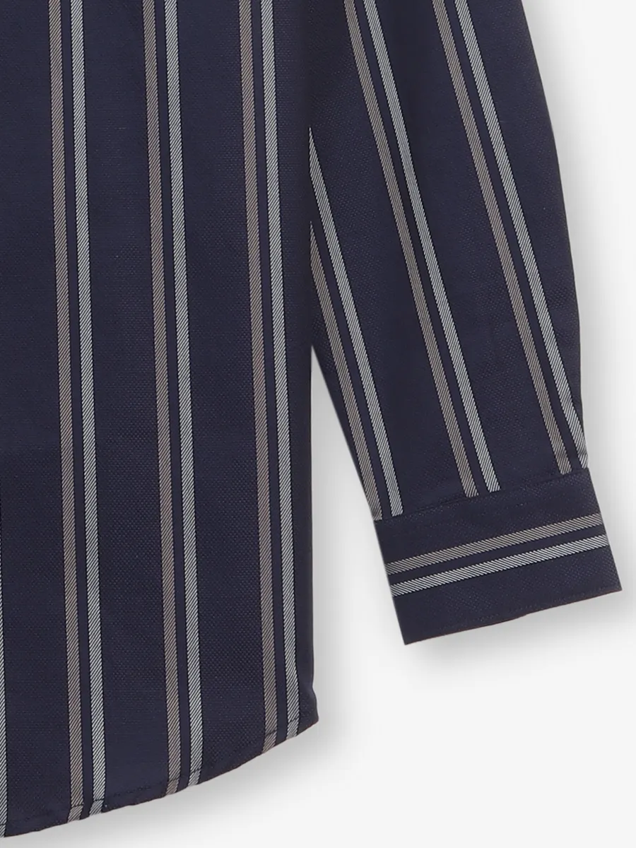GINNETI navy stripe silk shirt