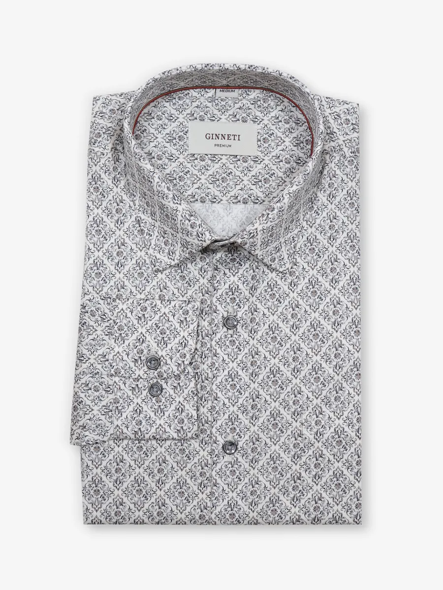 GINNETI party style printed off white shirt