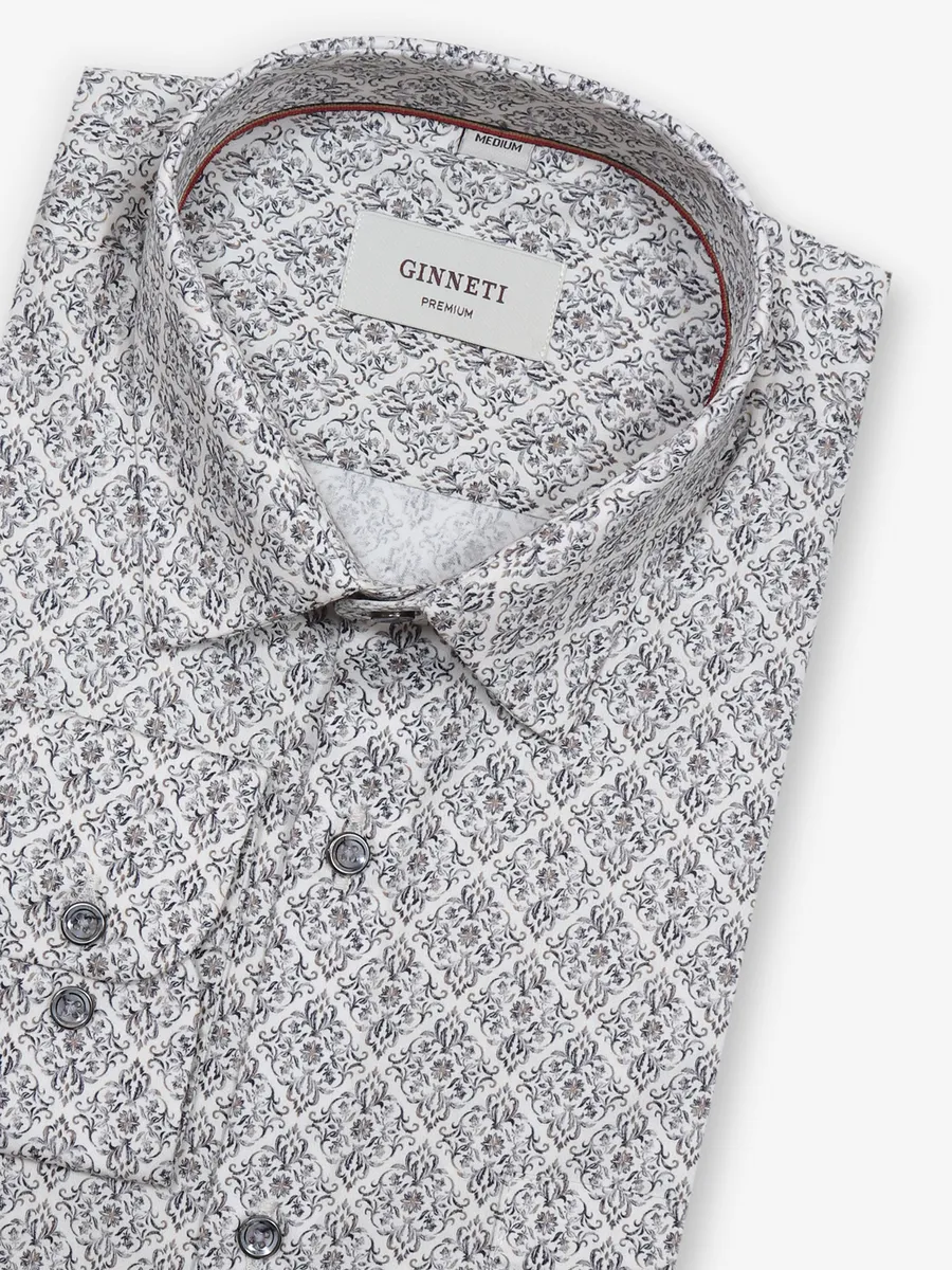 GINNETI party style printed off white shirt