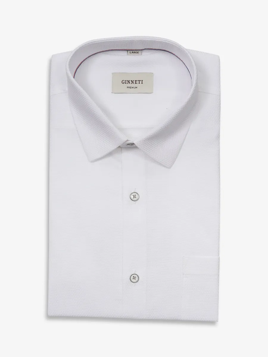 GINNETI plain white texture shirt