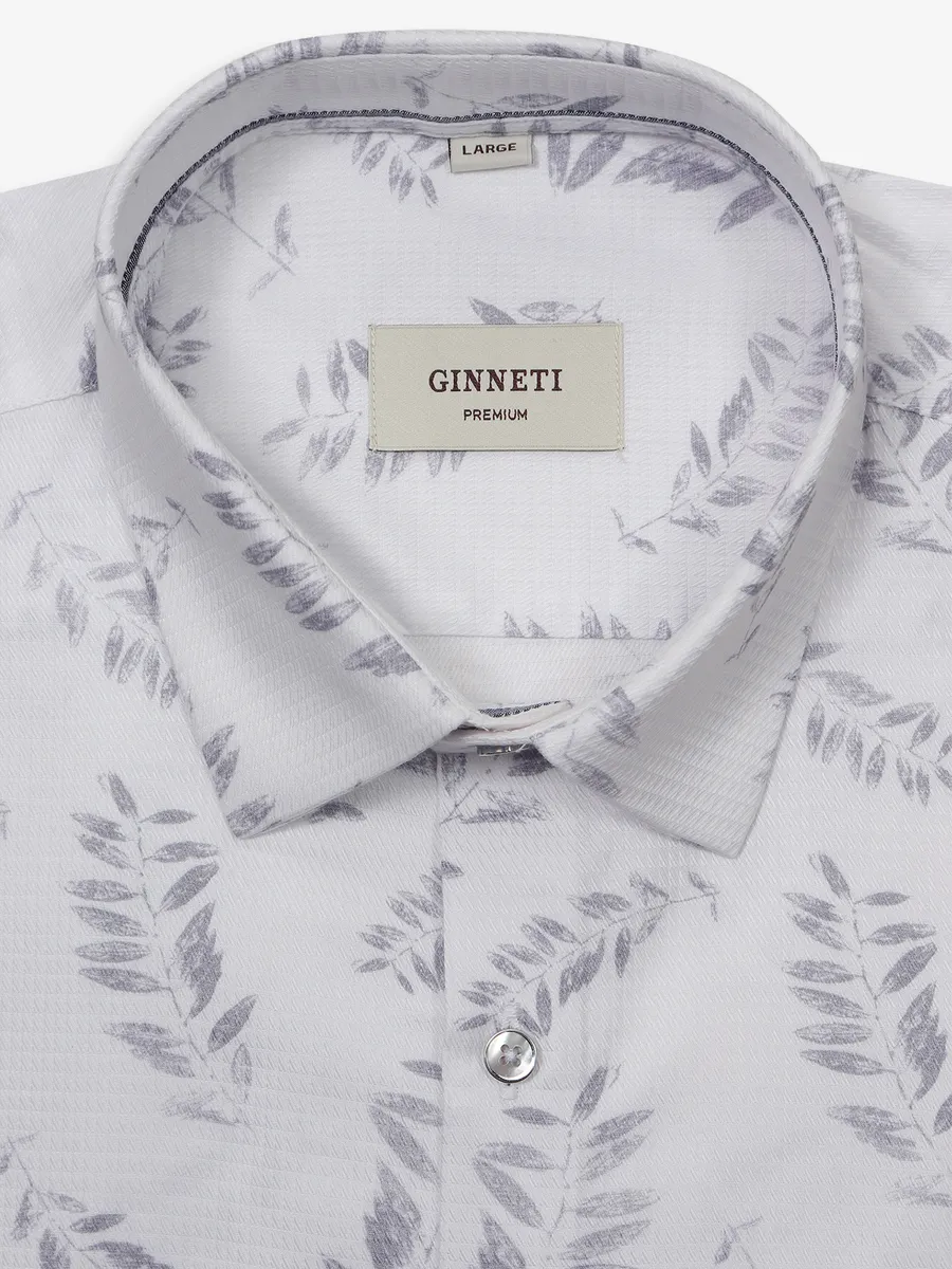 GINNETI printed light grey cotton shirt