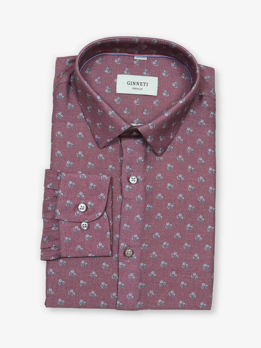 GINNETI printed light maroon  cotton shirt