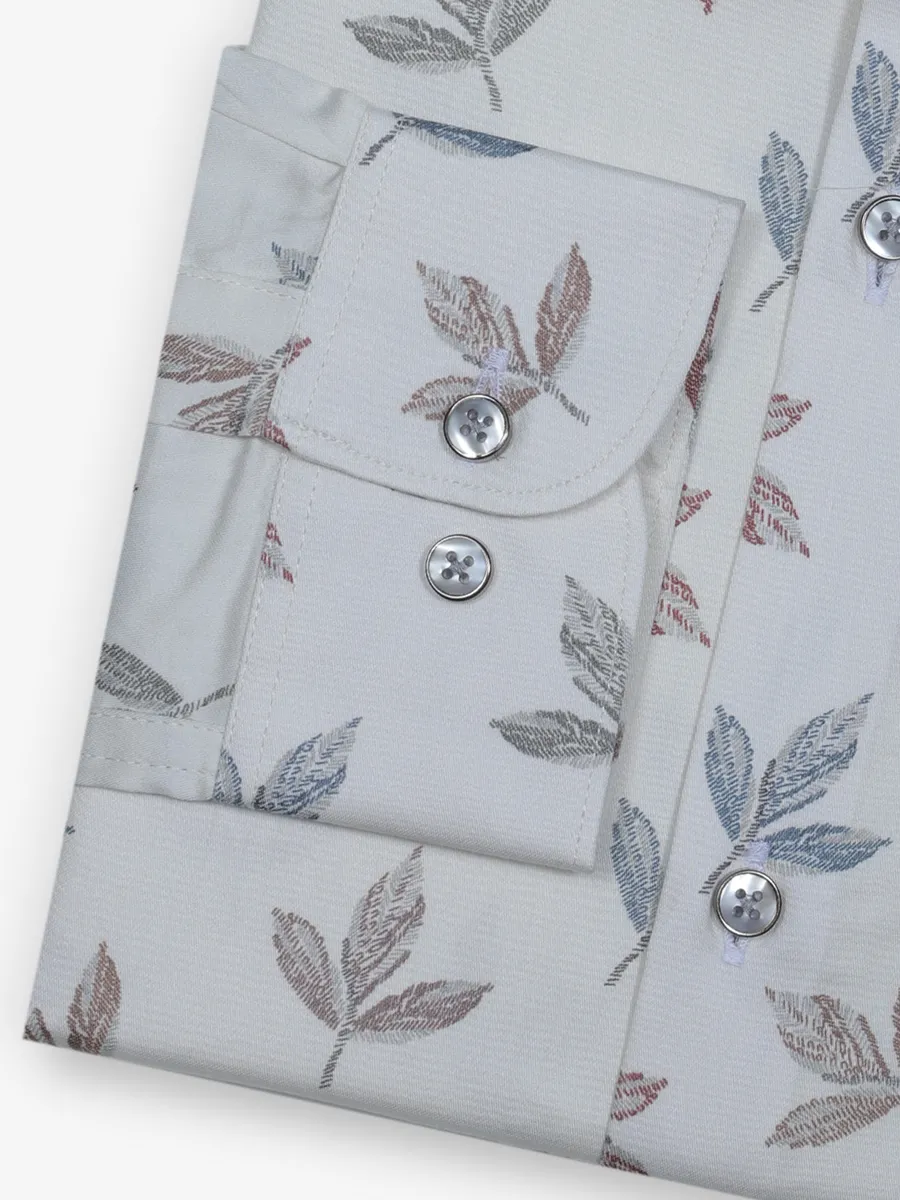 GINNETI printed off-white cotton shirt for men