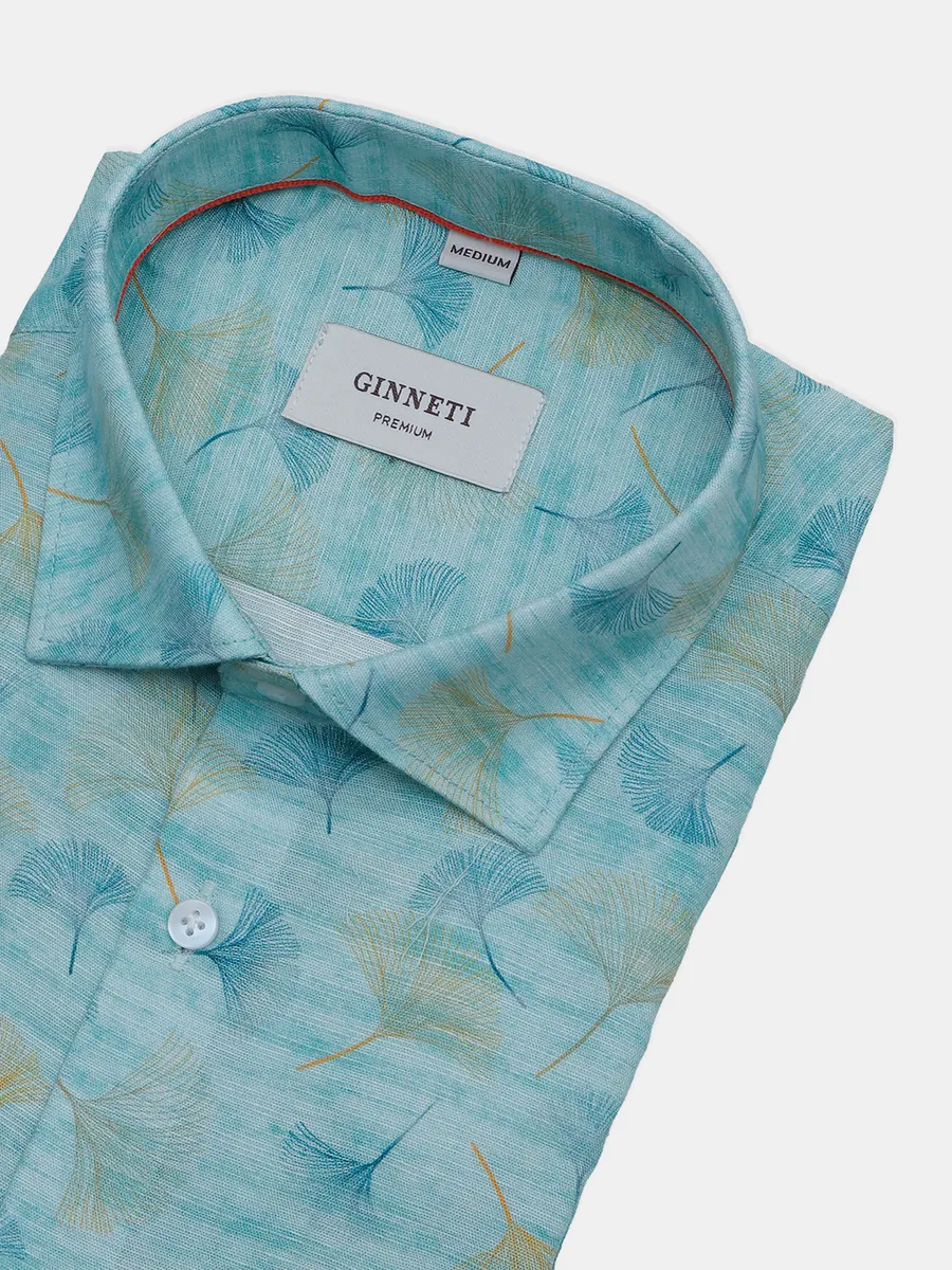 Ginneti printed sea green hue cotton shirt