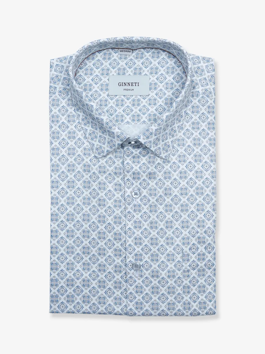 Ginneti printed white cotton shirt