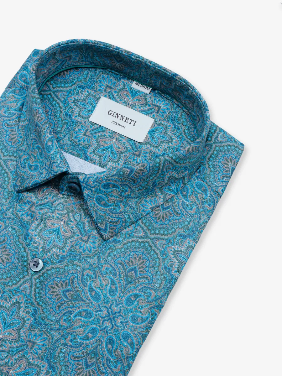 Ginneti rama blue printed cotton shirt