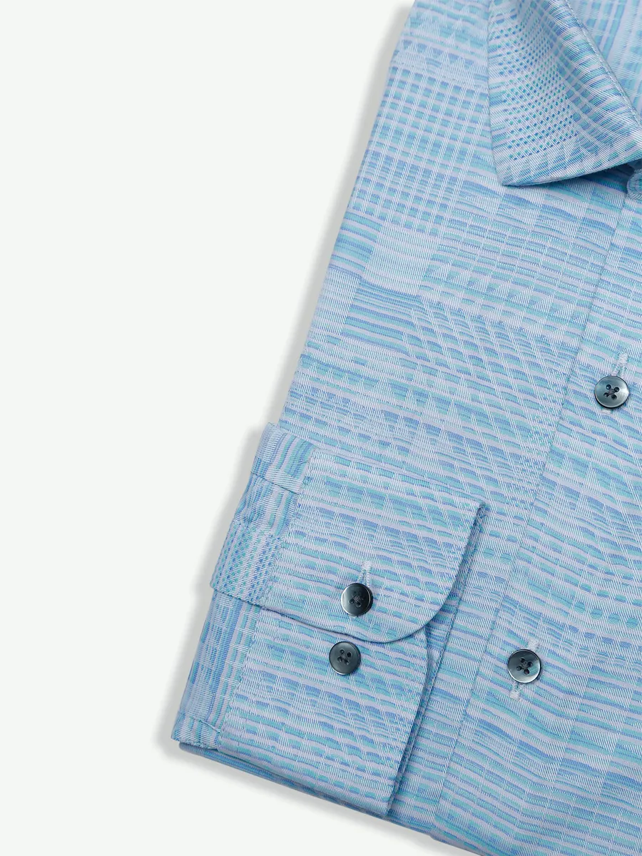 Ginneti sky blue cotton textured shirt