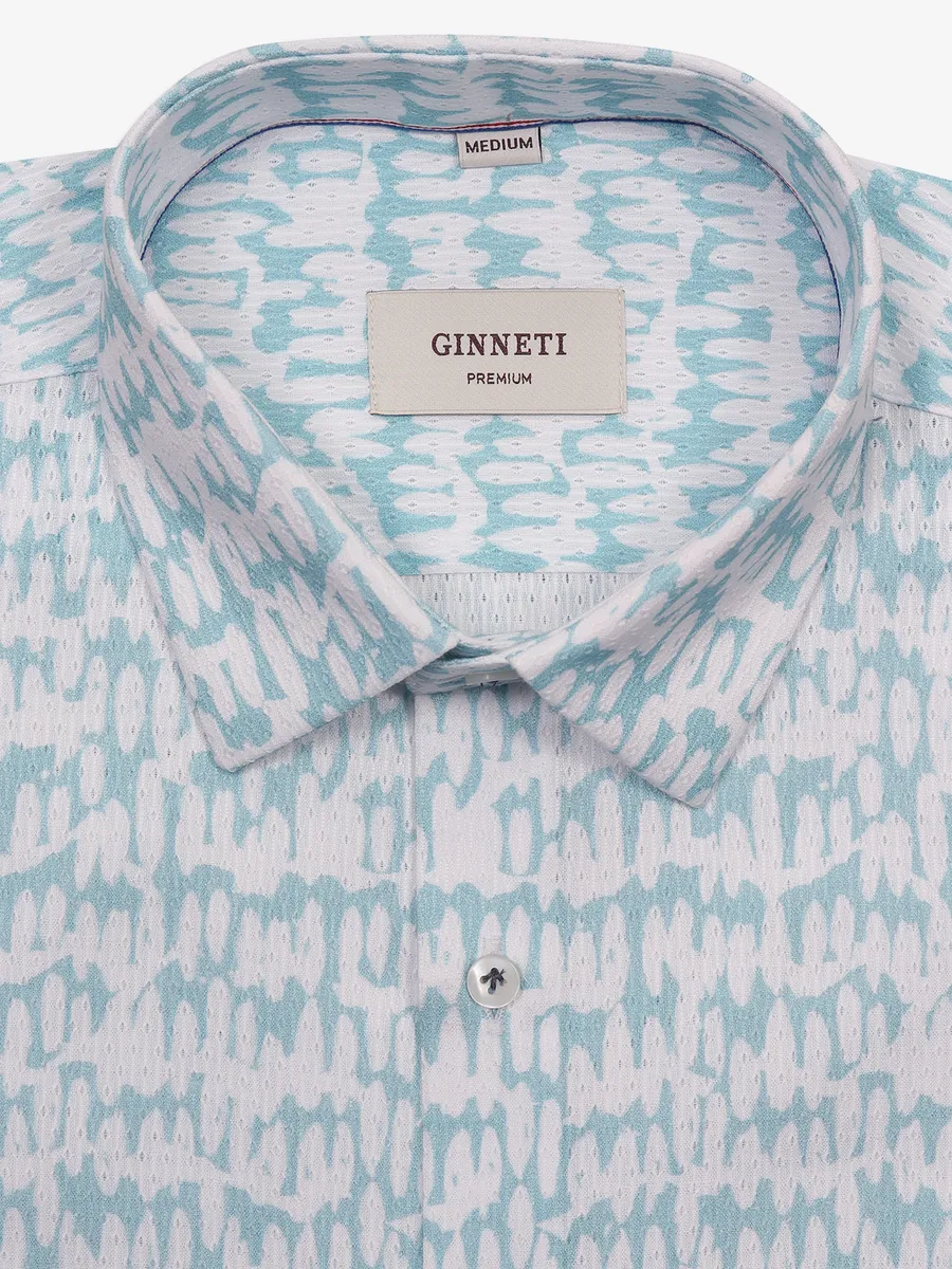 GINNETI white and blue printed shirt