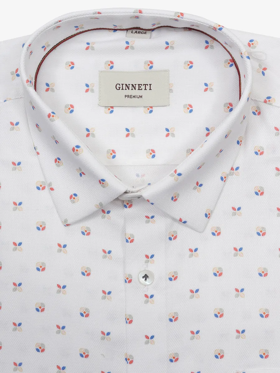 GINNETI white cotton printed shirt