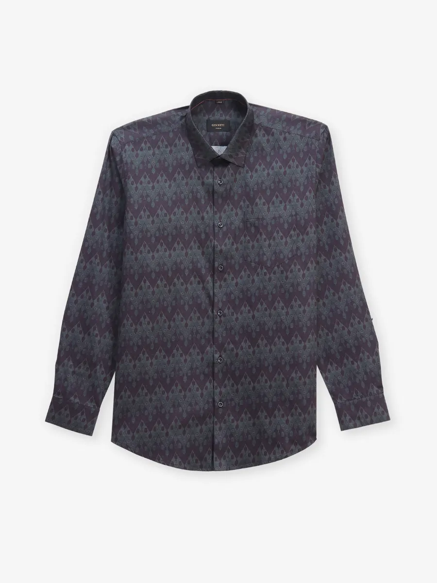 GINNETI wine silk printed shirt