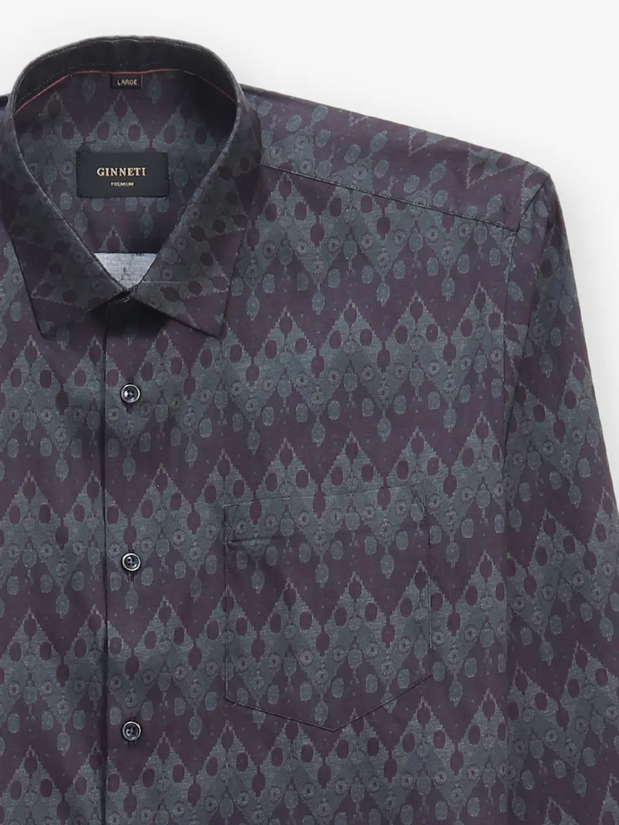 GINNETI wine silk printed shirt