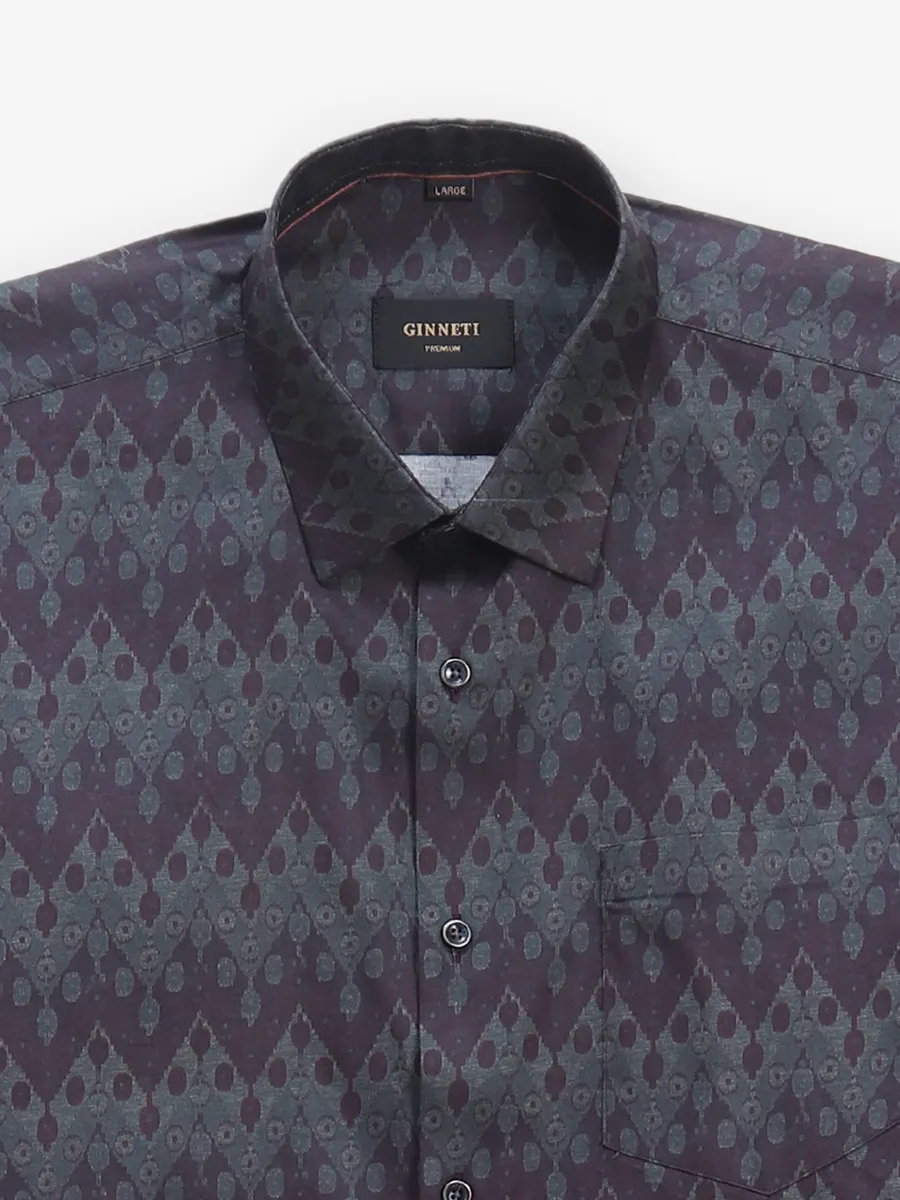 GINNETI wine silk printed shirt