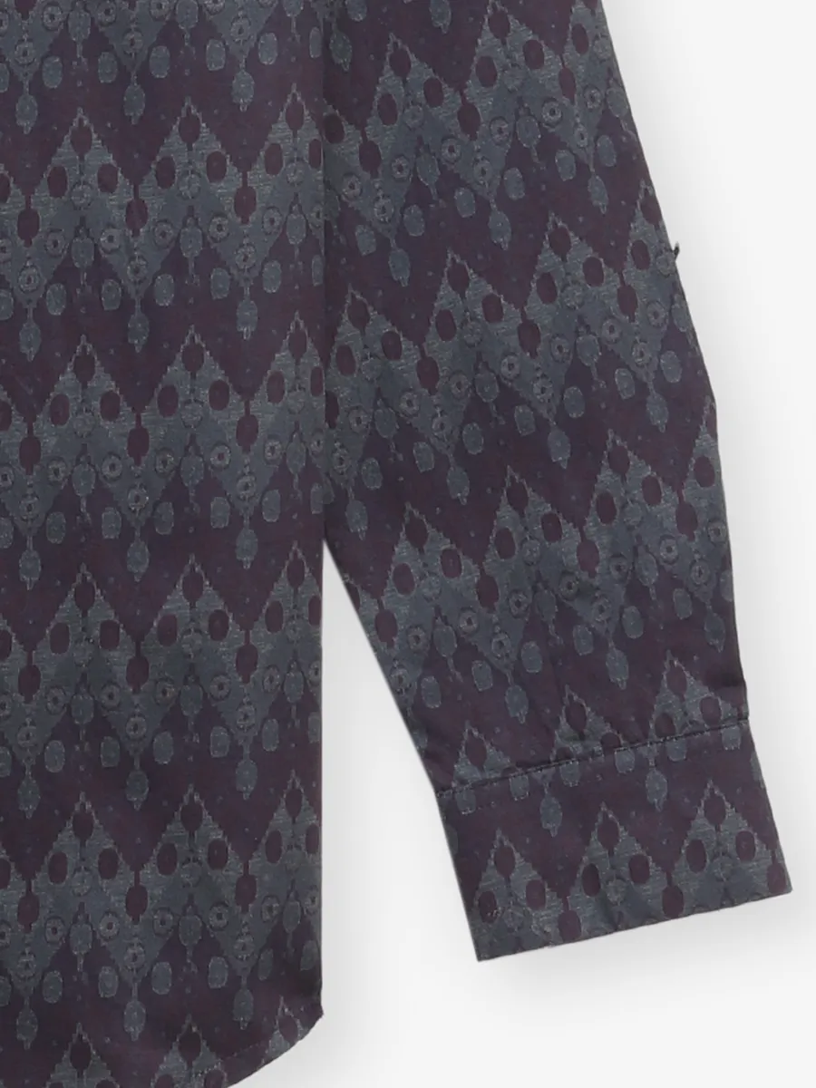 GINNETI wine silk printed shirt