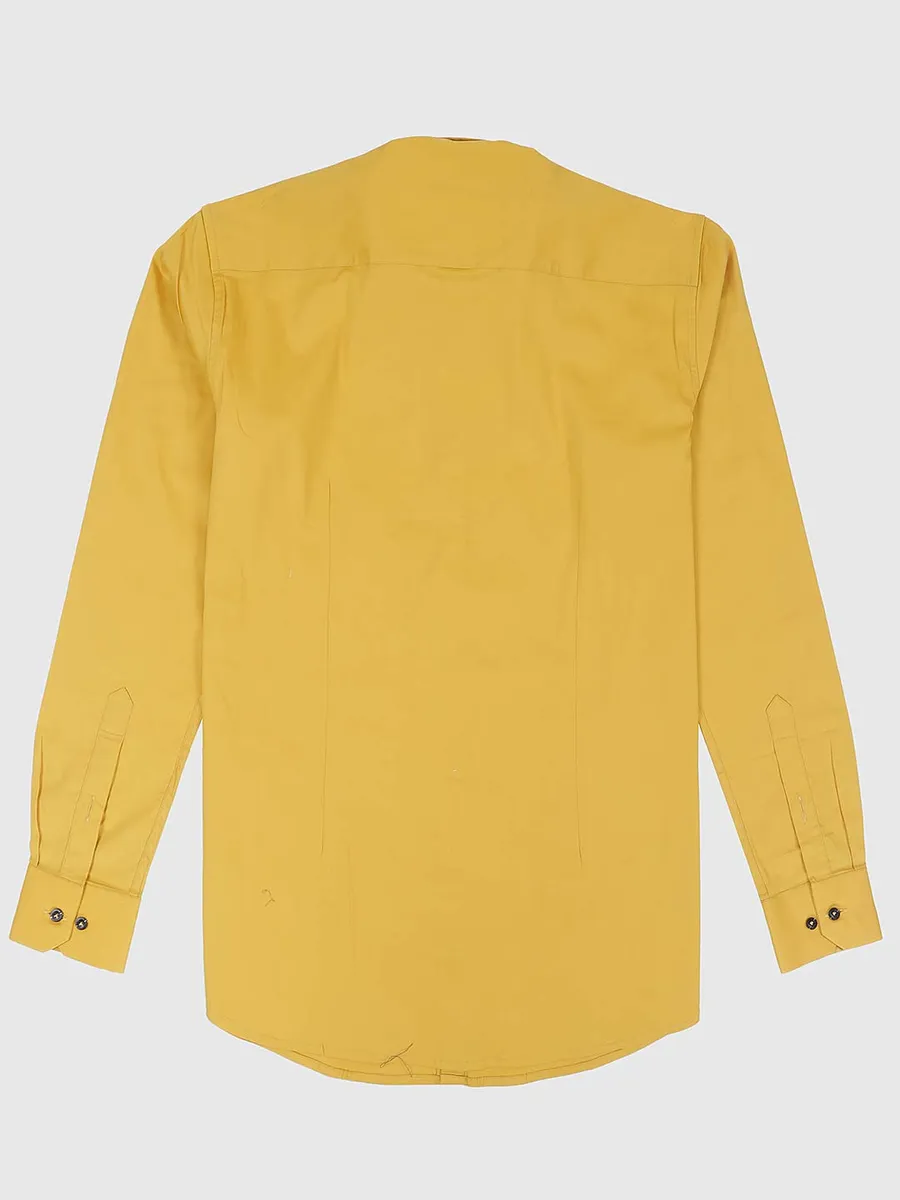 Ginneti yellow color solid casual shirt