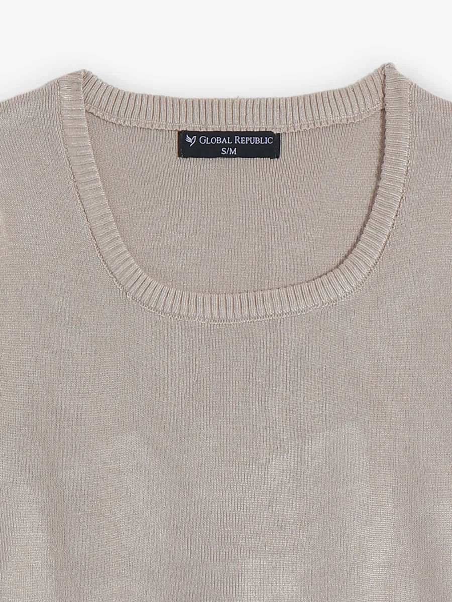 GLOBAL REPUBLIC beige knitted crop top
