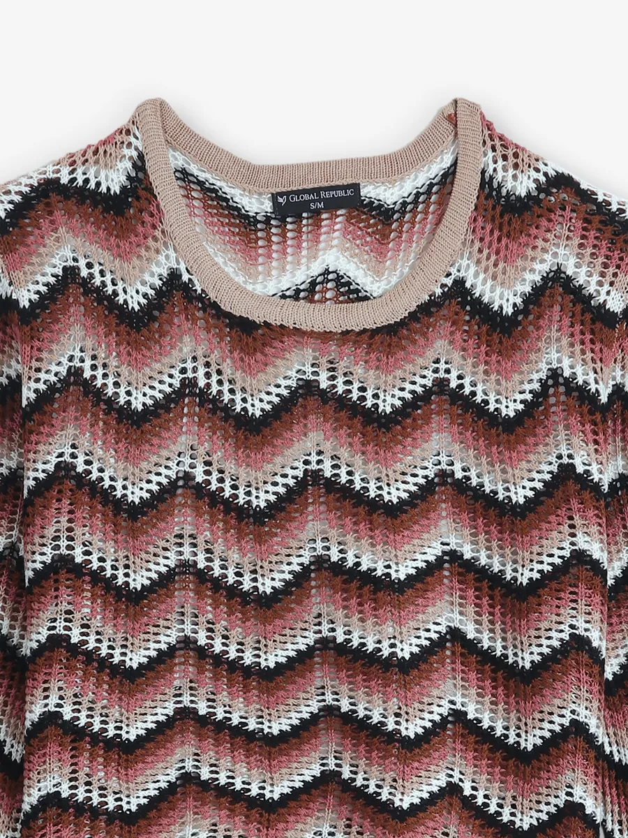 GLOBAL REPUBLIC beige knitted top