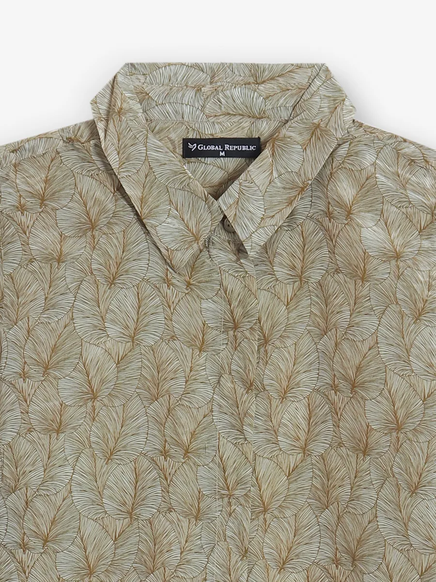 GLOBAL REPUBLIC beige printed shirt