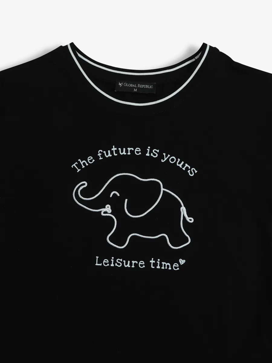 GLOBAL REPUBLIC black printed top