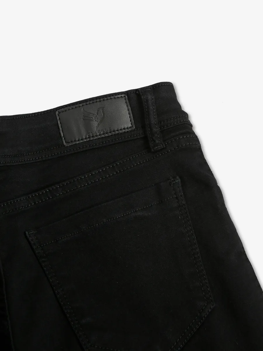 Global Republic black solid straight fit jeans