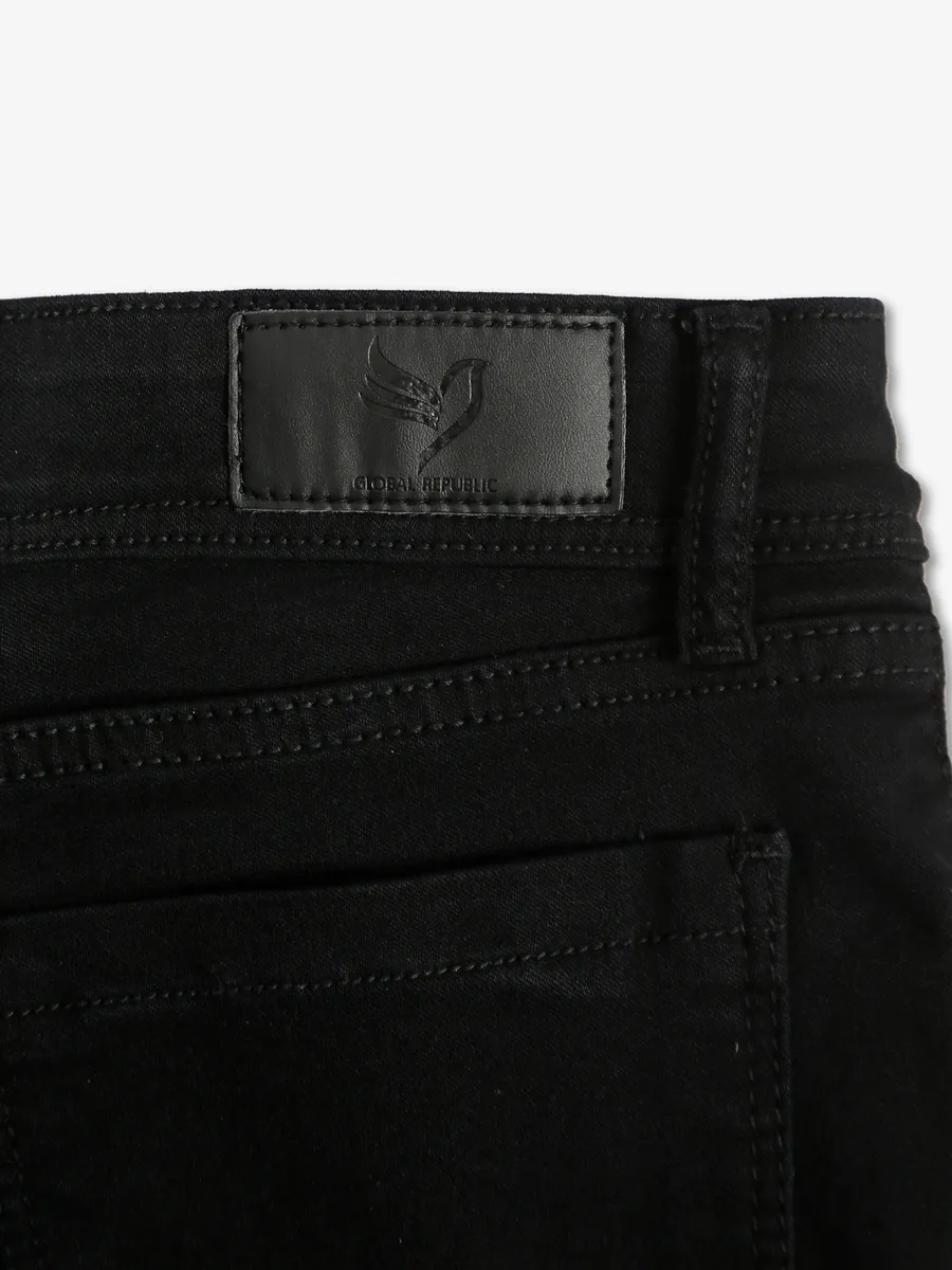 Global Republic black solid straight fit jeans