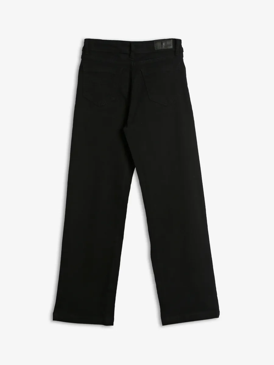 Global Republic black solid straight fit jeans