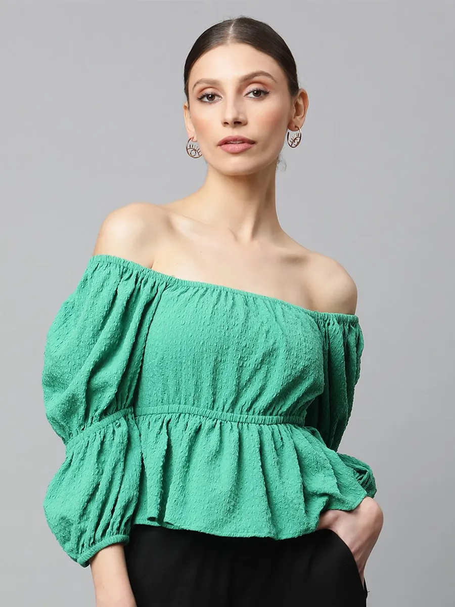 GLOBAL REPUBLIC green peplum top