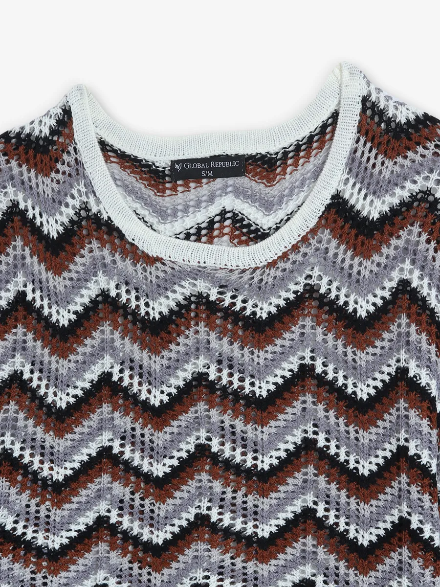 GLOBAL REPUBLIC grey zigzag top