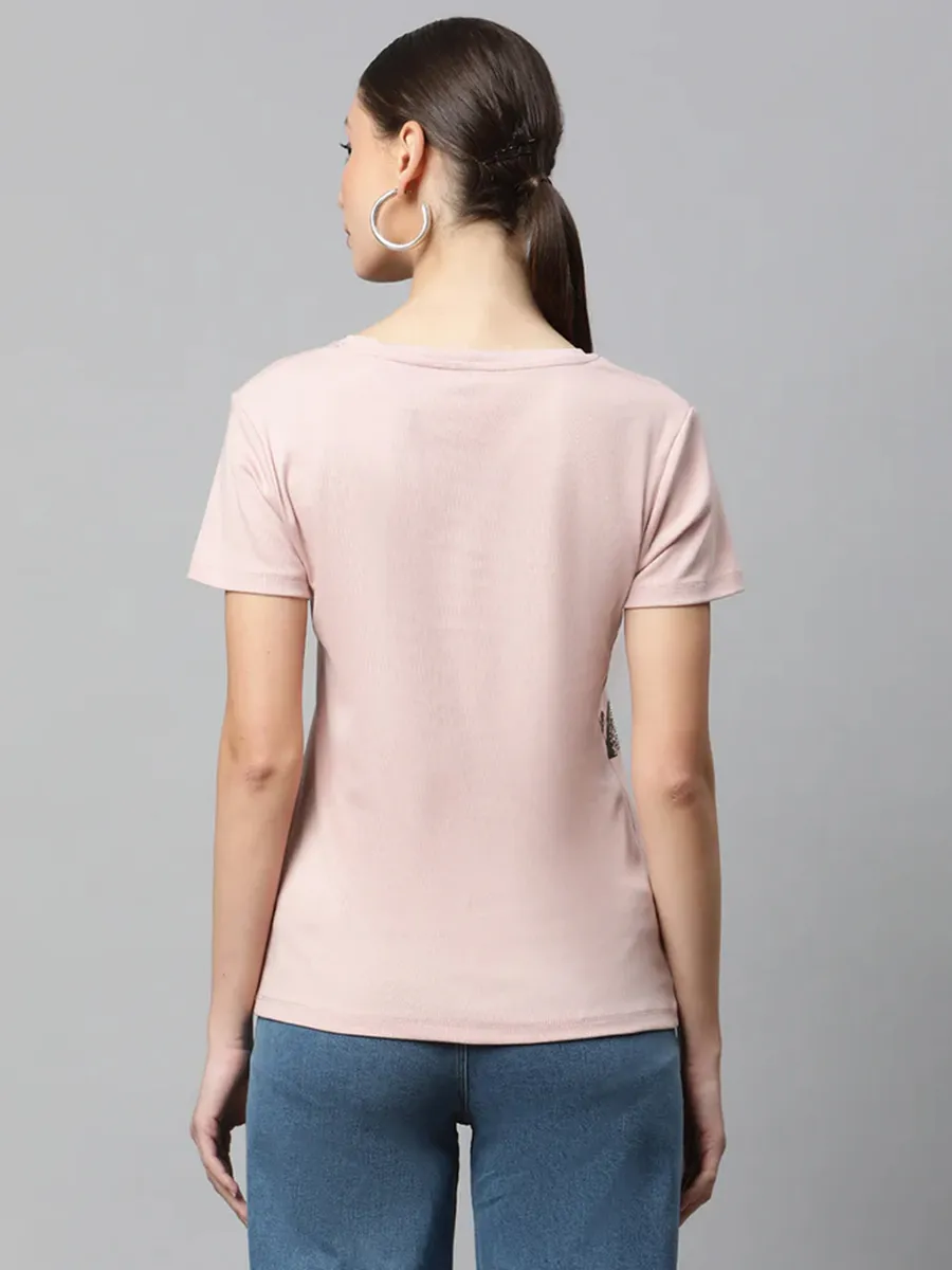 Global Republic light pink printed t shirt