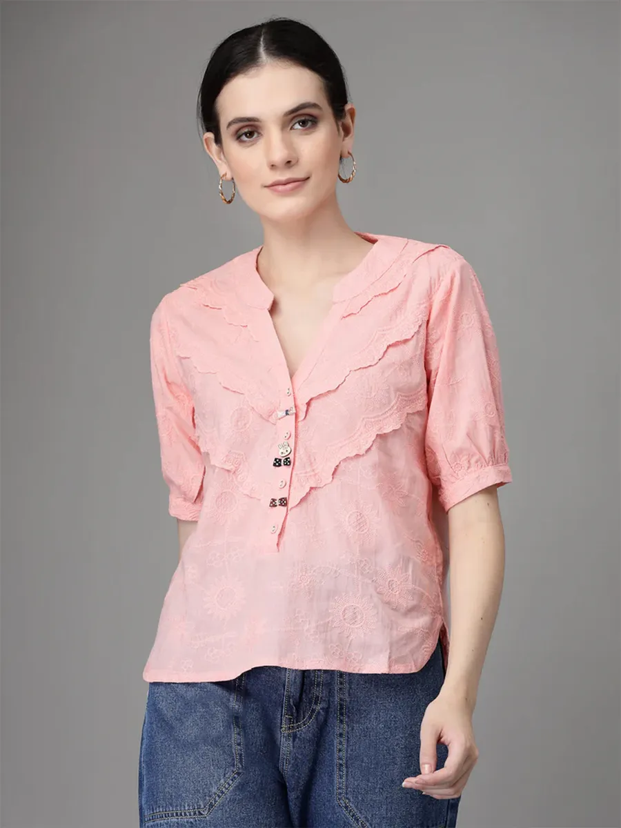 GLOBAL REPUBLIC peach cotton top