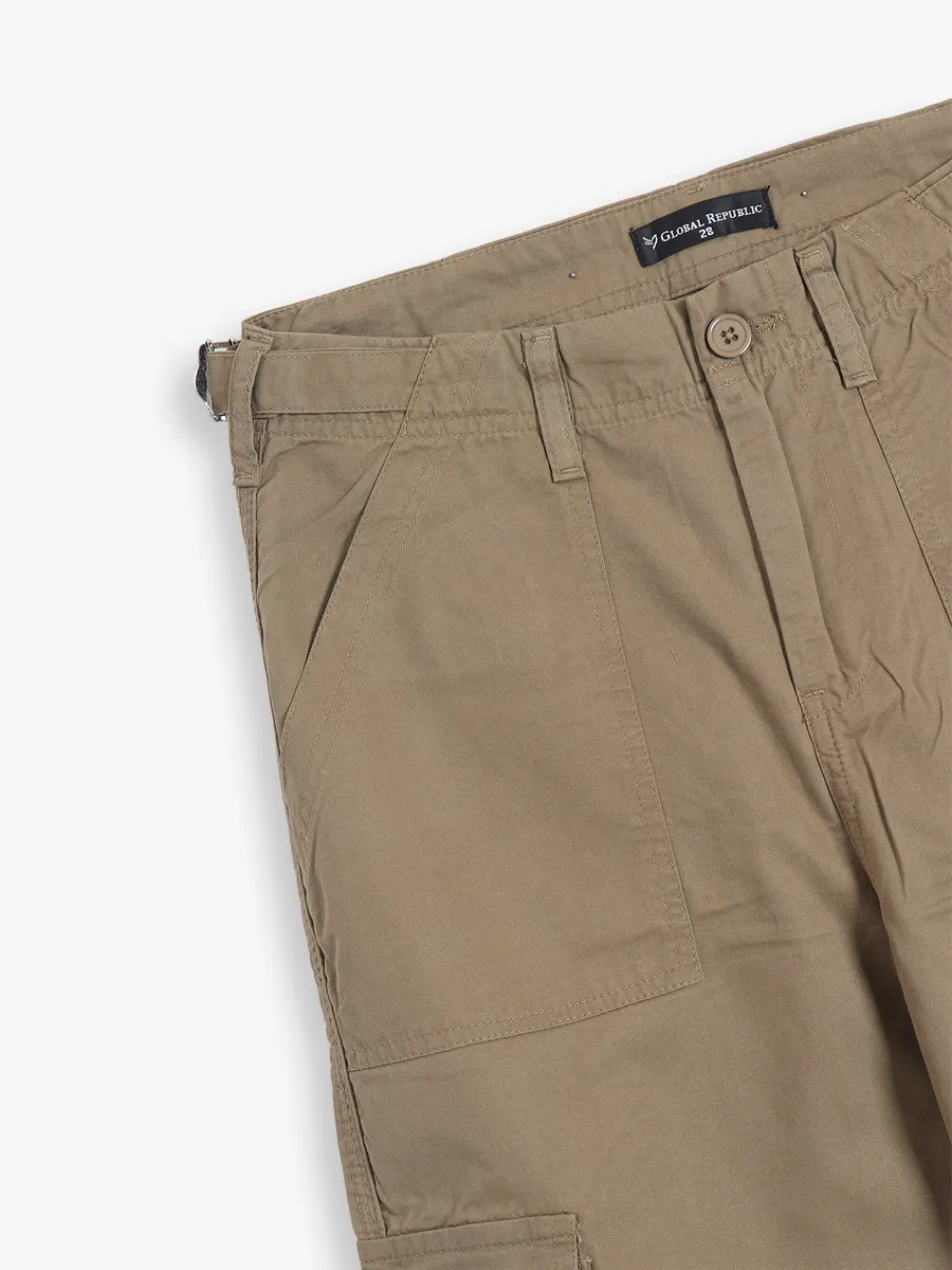 GLOBAL REPUBLIC solid khaki cargo jeans