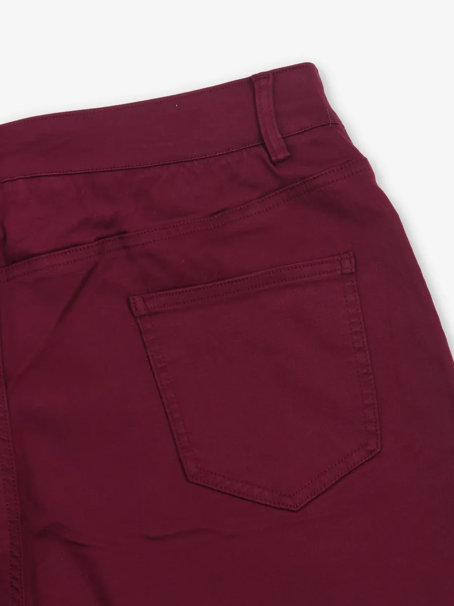 GLOBAL REPUBLIC solid wine cotton pant