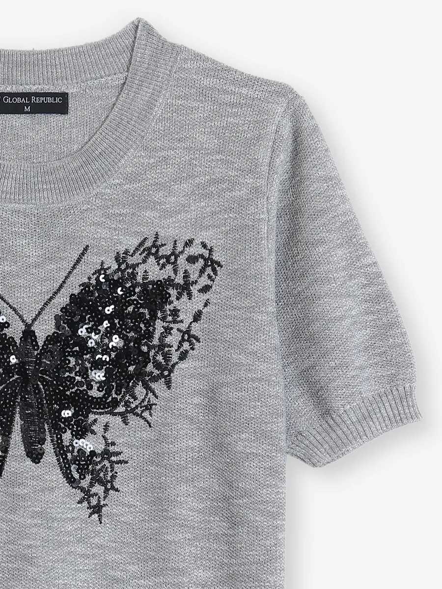 GLOBAL REPUBLIC viscose grey top