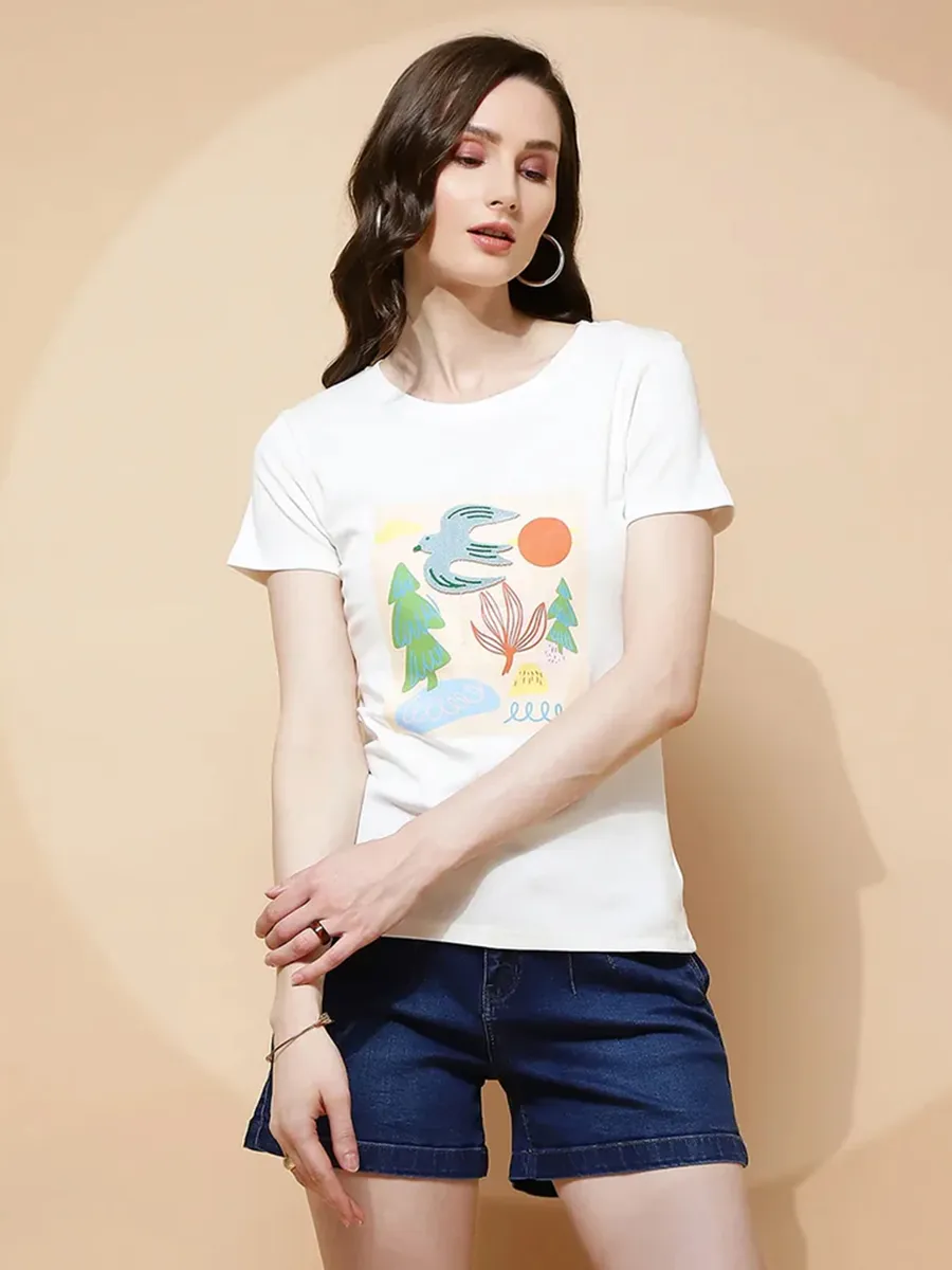 GLOBAL REPUBLIC white printed t-shirt