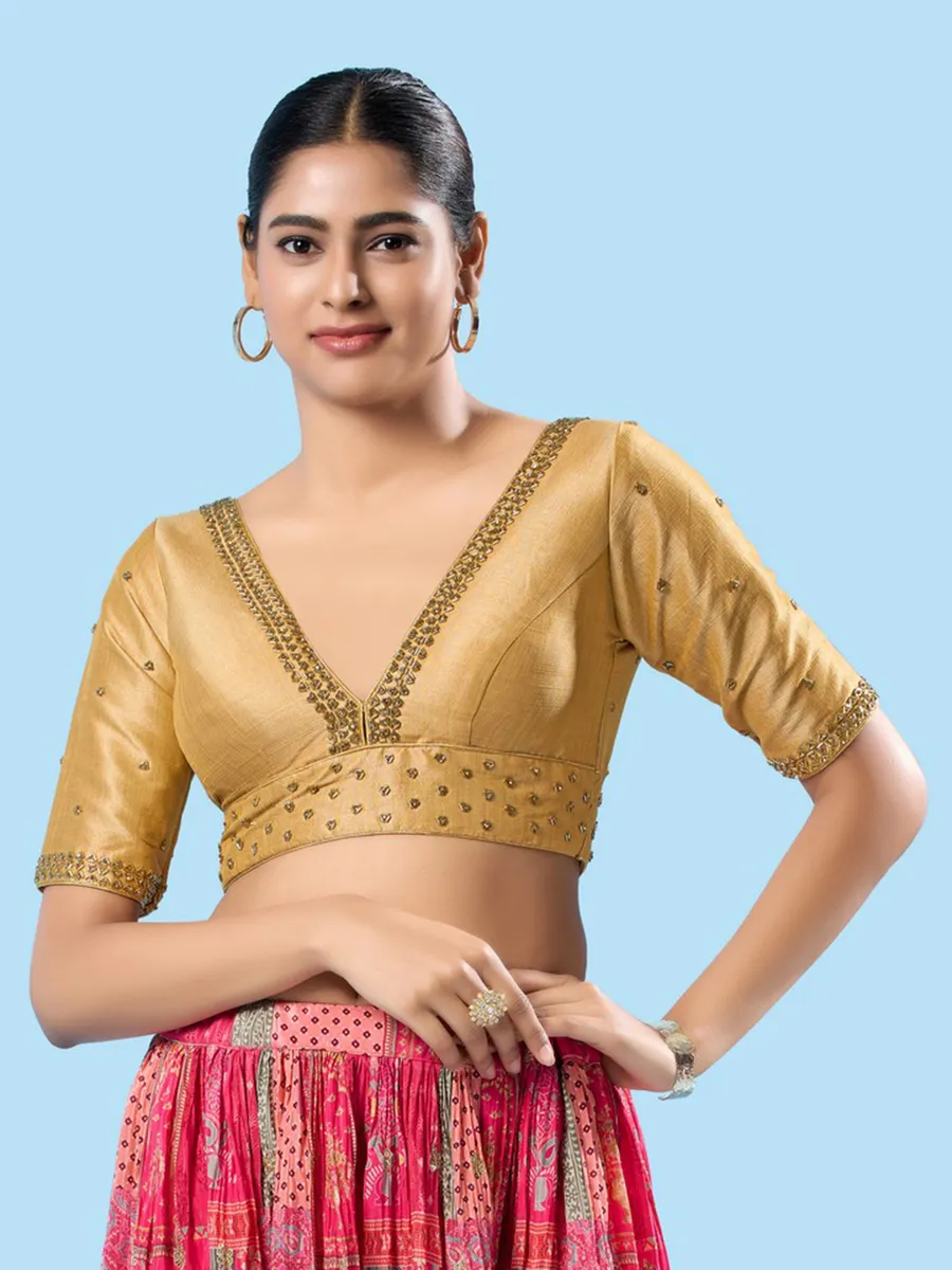 Gold mulbury silk blouse
