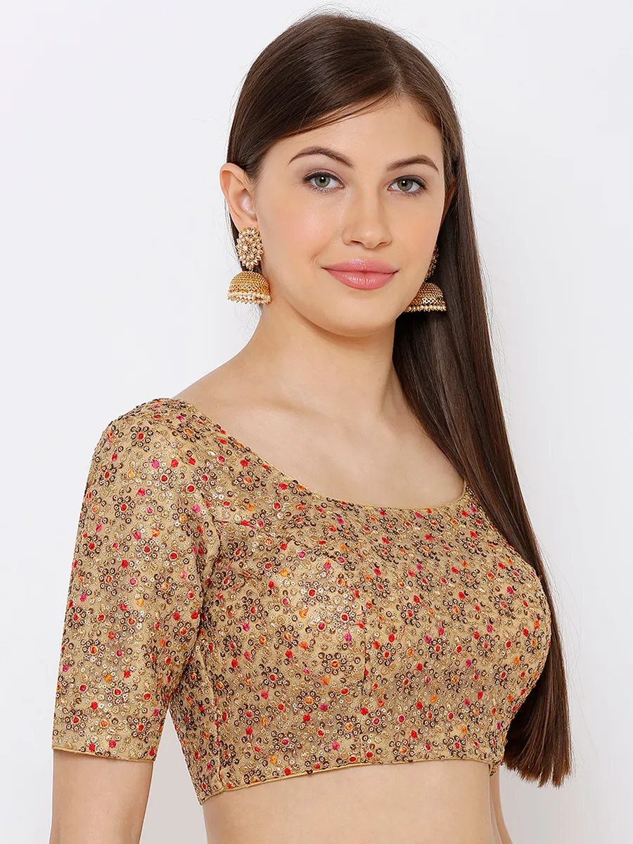 Gold net embroidery blouse