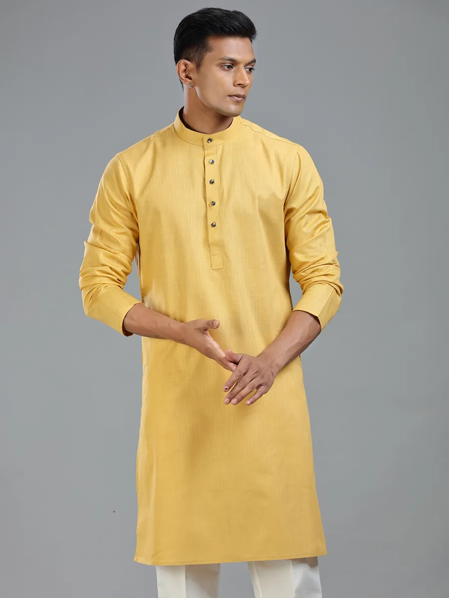 Golden ethnic finest cotton kurta suit for men